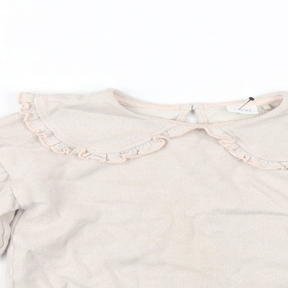 Next Girls Beige Cotton Pullover Sweatshirt Size 2-3 Years Button