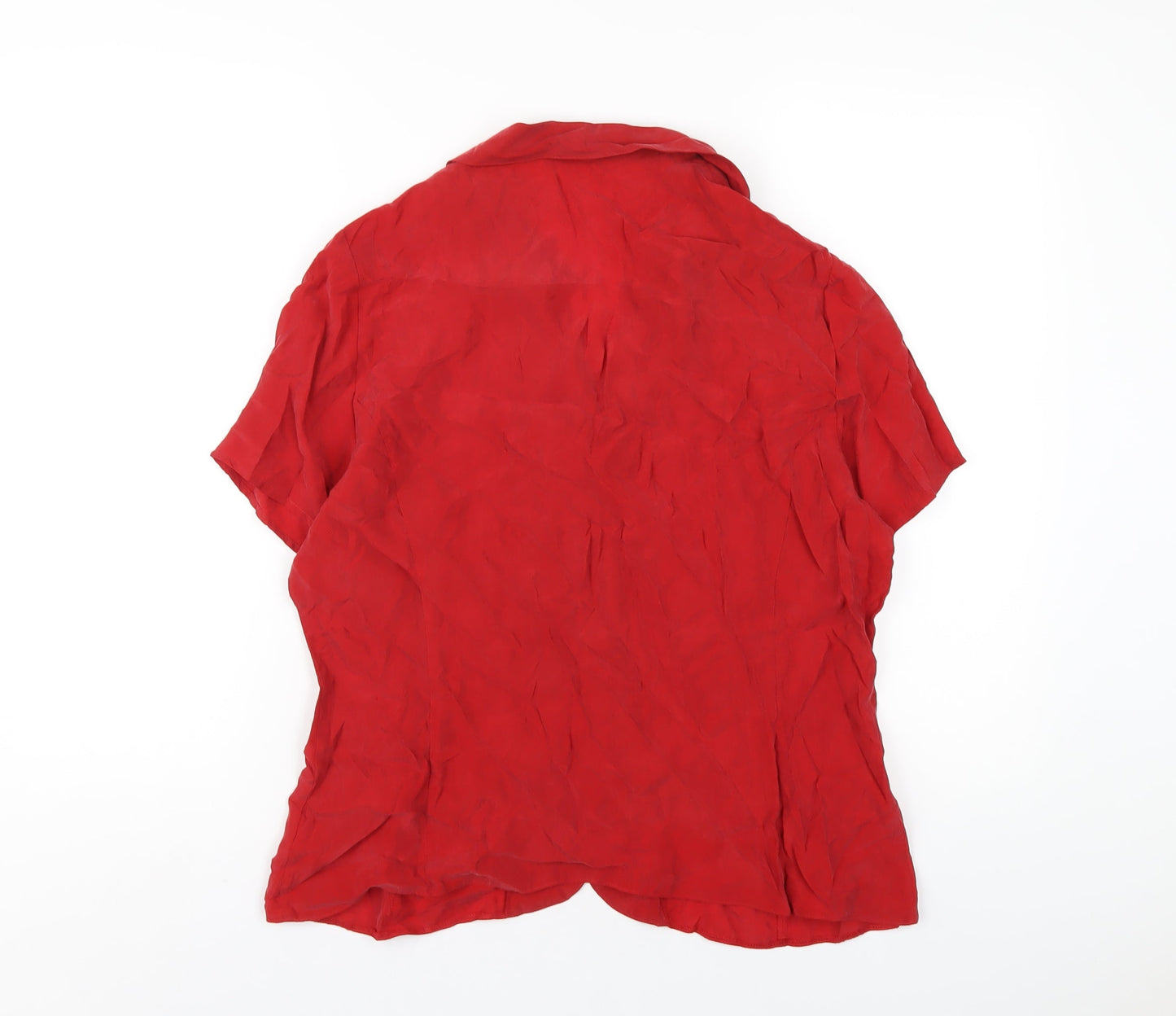 Marks and Spencer Womens Red Cupro Basic Button-Up Size 16 Collared