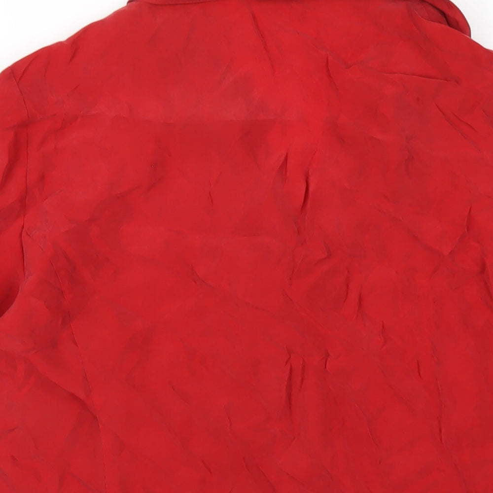 Marks and Spencer Womens Red Cupro Basic Button-Up Size 16 Collared