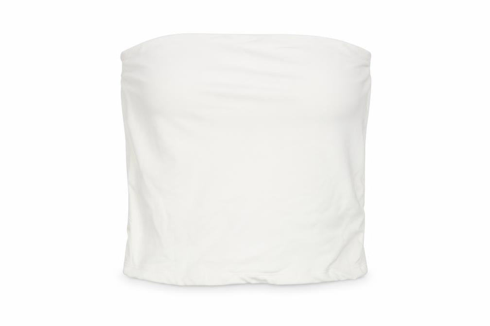 Bershka Womens White Polyamide Basic T-Shirt Size S Square Neck