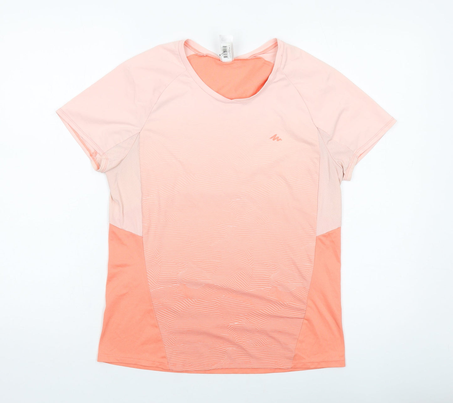 Quechua Womens Orange Polyester Basic T-Shirt Size M V-Neck Pullover