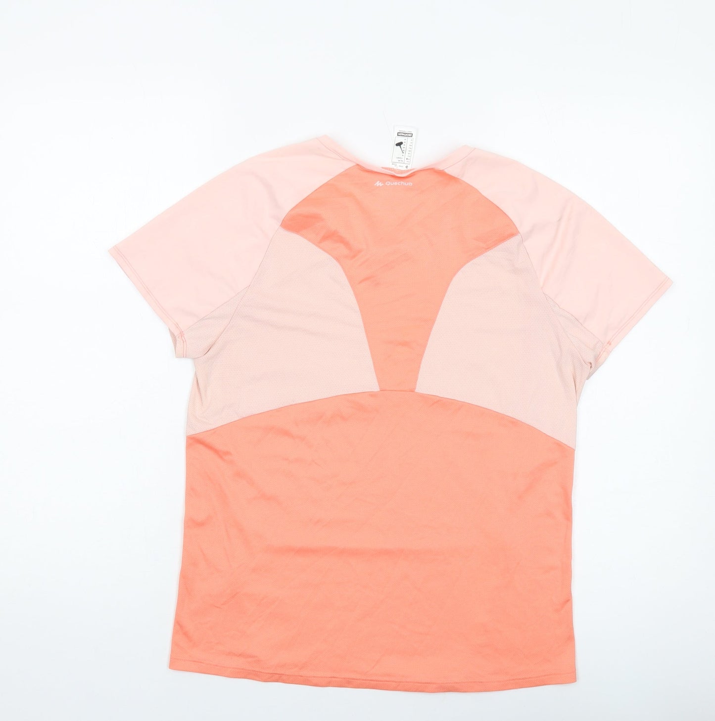 Quechua Womens Orange Polyester Basic T-Shirt Size M V-Neck Pullover