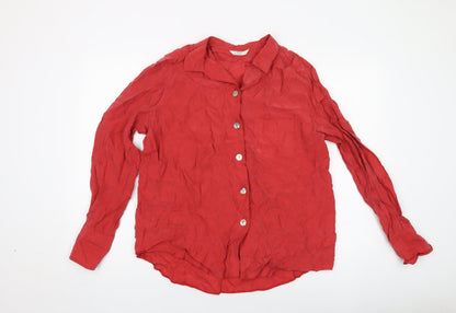 Marks & Spencer Womens Red Cupro Basic Blouse Size 14 Collared