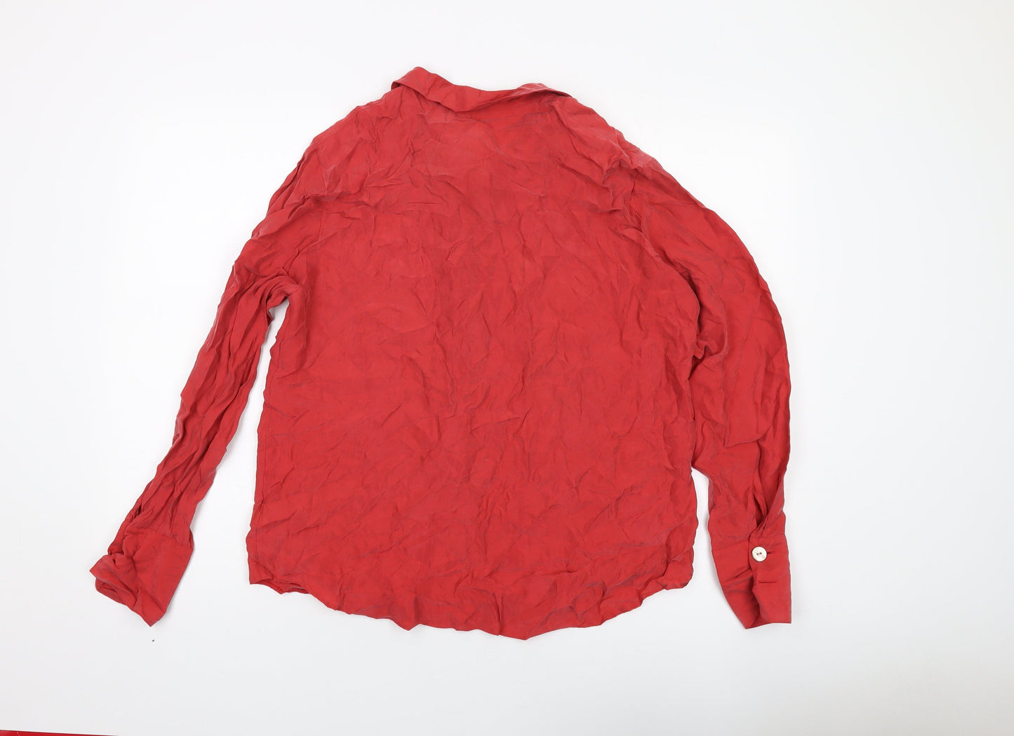 Marks and Spencer Womens Red Cupro Basic Blouse Size 14 Collared