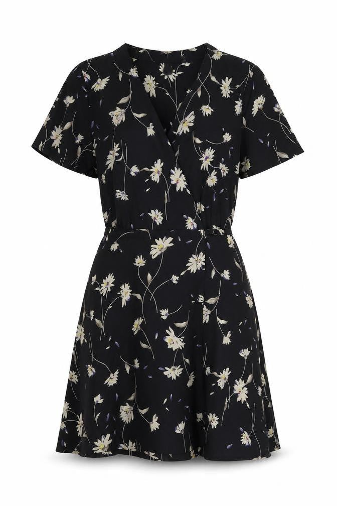 Boohoo Womens Black Polyester Wrap Dress Size 4 V-Neck Tie
