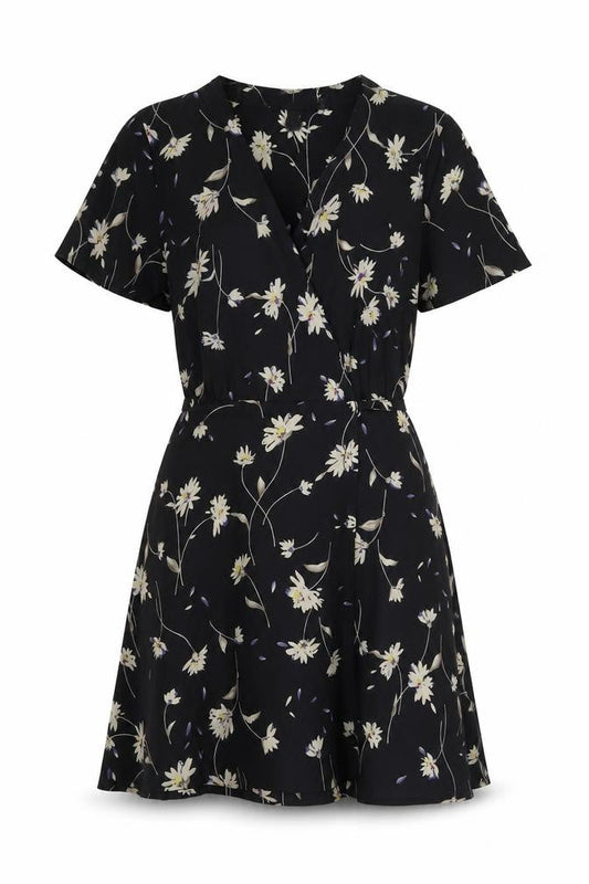 Boohoo Womens Black Polyester Wrap Dress Size 4 V-Neck Tie