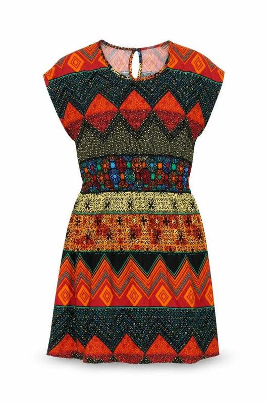 Vero Moda Womens Multicoloured Geometric Cotton A-Line Size M Round Neck Pullover
