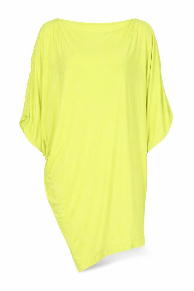 BCBGMAXAZRIA Womens Yellow Modal Tunic Blouse Size S Round Neck
