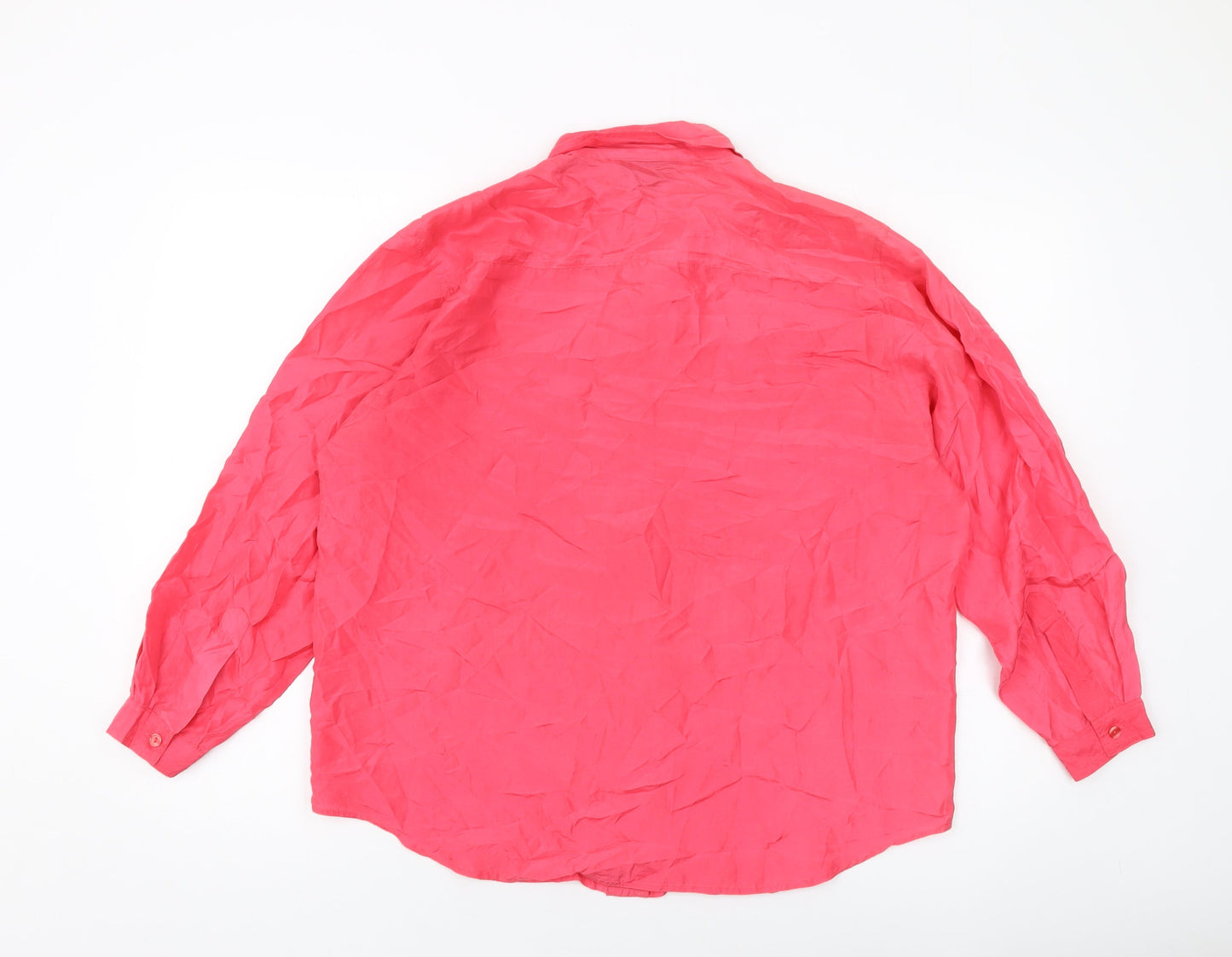 Debbie Morgan Womens Pink Silk Basic Button-Up Size M Collared