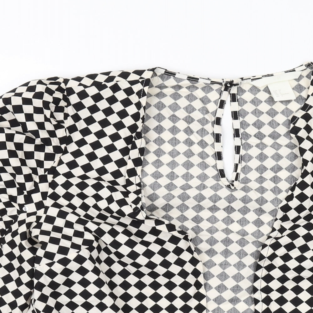 H&M Womens Beige Check Jacket Size 8