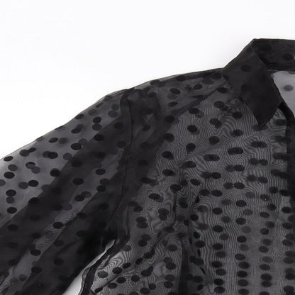 IVIVI Womens Black Polka Dot Polyester Basic Button-Up Size M Collared