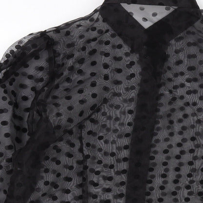 IVIVI Womens Black Polka Dot Polyester Basic Button-Up Size M Collared