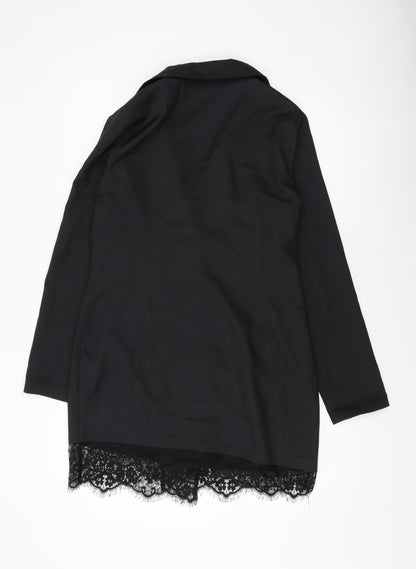 Back view of In the Style women’s black jacket, size UK 14, button
