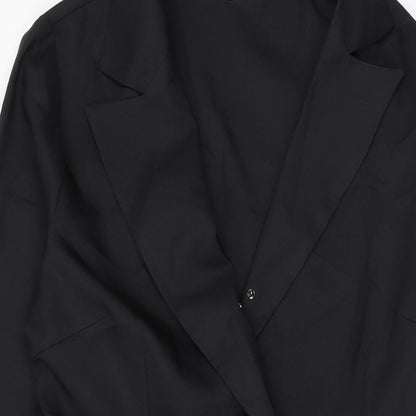 Close-up detail of In the Style women’s black jacket, size UK 14, button