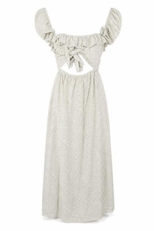 PRETTYLITTLETHING Womens Beige Floral Polyester Maxi Size 16 V-Neck Tie
