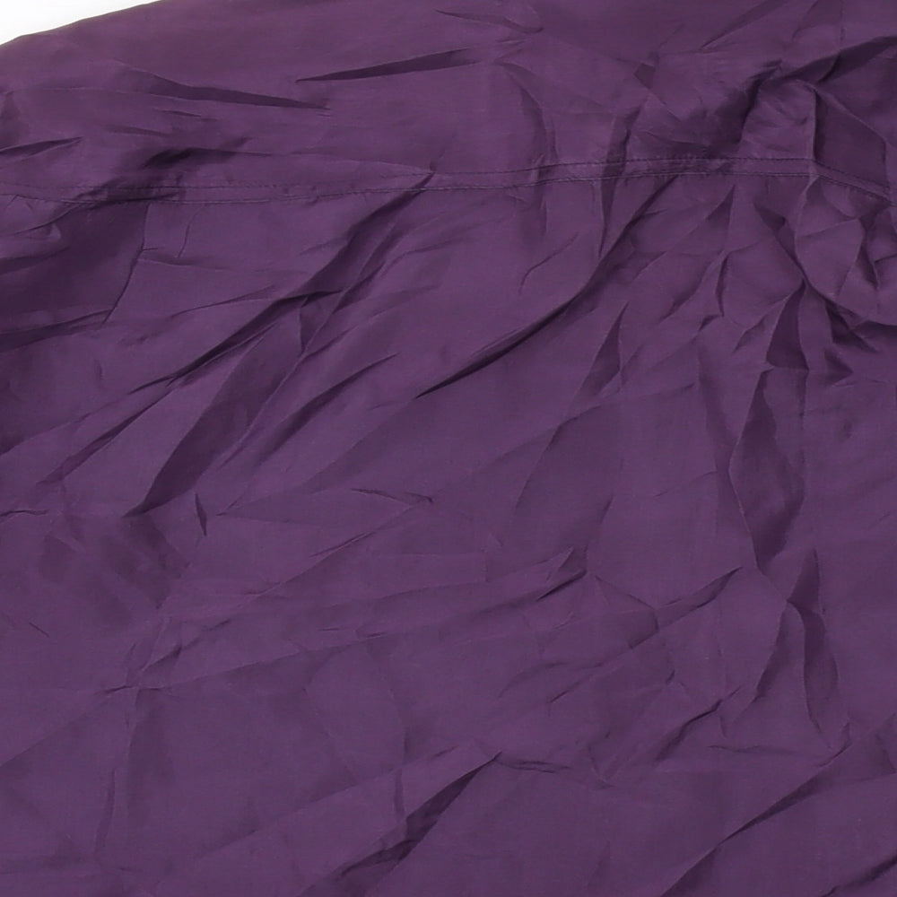 Collection Womens Purple Silk Basic Button-Up Size M Collared