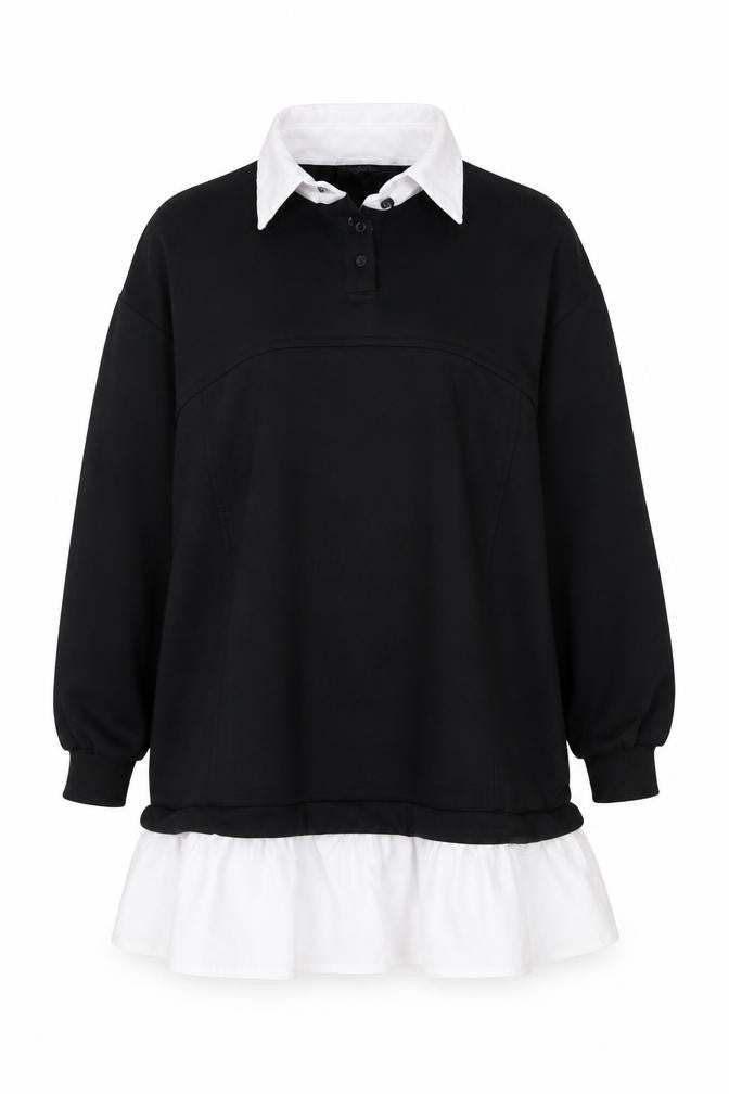 Cameo Rose Womens Black Cotton Tunic Blouse Size S Collared