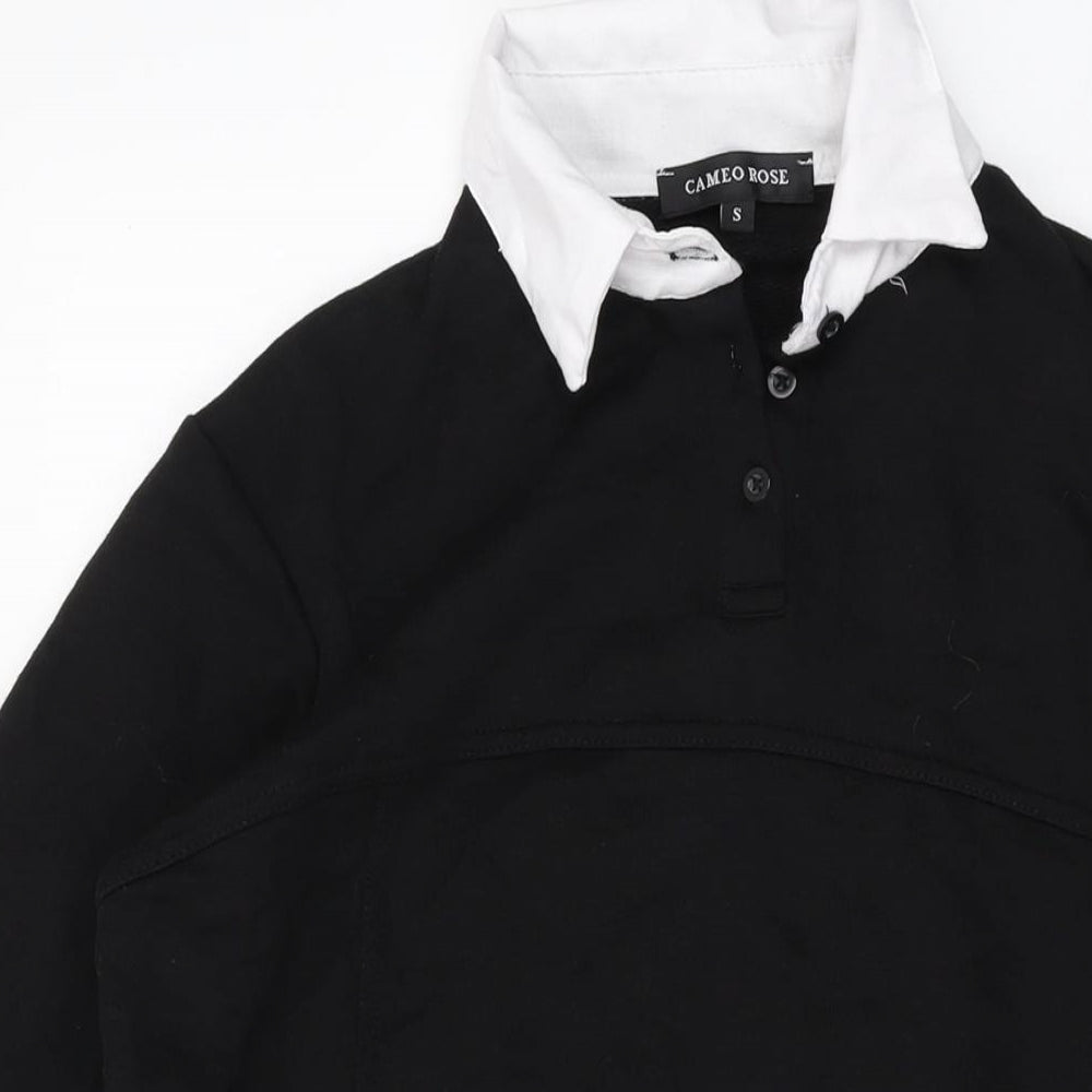 Cameo Rose Womens Black Cotton Tunic Blouse Size S Collared