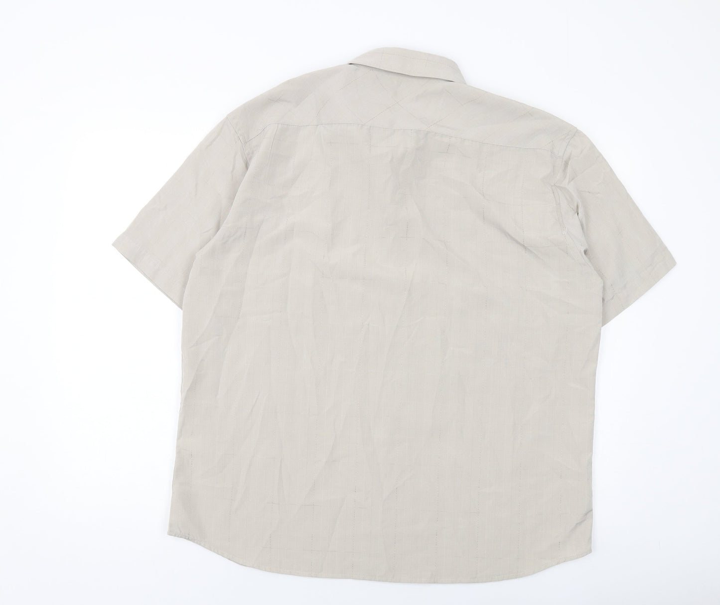 HARBOUR BAY Mens Beige Plaid Polyester Button-Up Size XL Collared Button