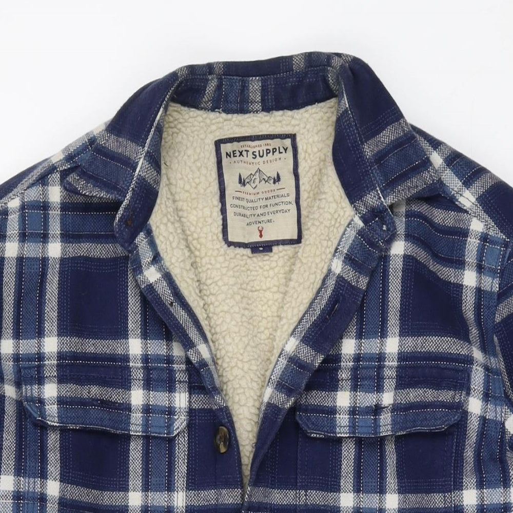 NEXT Mens Black Plaid Jacket Size S Button