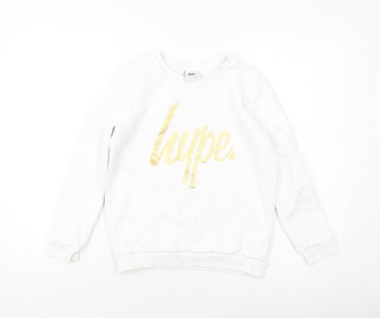 Hype Girls White Cotton Pullover Sweatshirt Size 11-12 Years Pullover