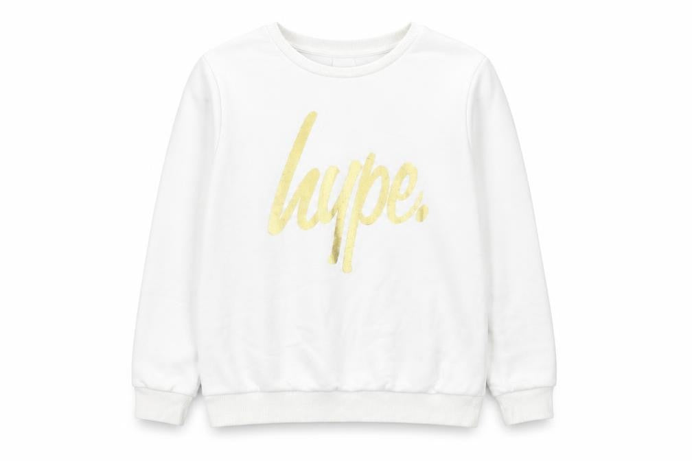 Hype Girls White Cotton Pullover Sweatshirt Size 11-12 Years Pullover
