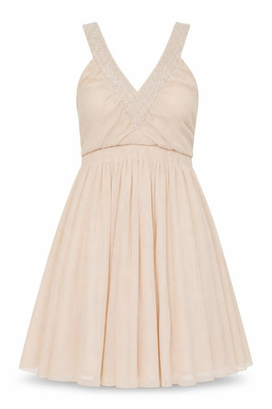 H&M Womens Pink Polyester Skater Dress Size M V-Neck Pullover