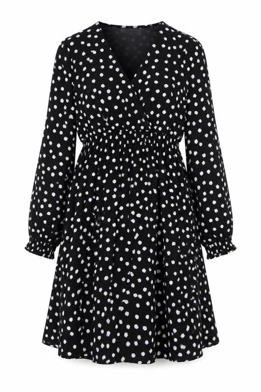 JoJo Maman Bébé Womens Black Polka Dot Polyester A-Line Size M V-Neck Pullover