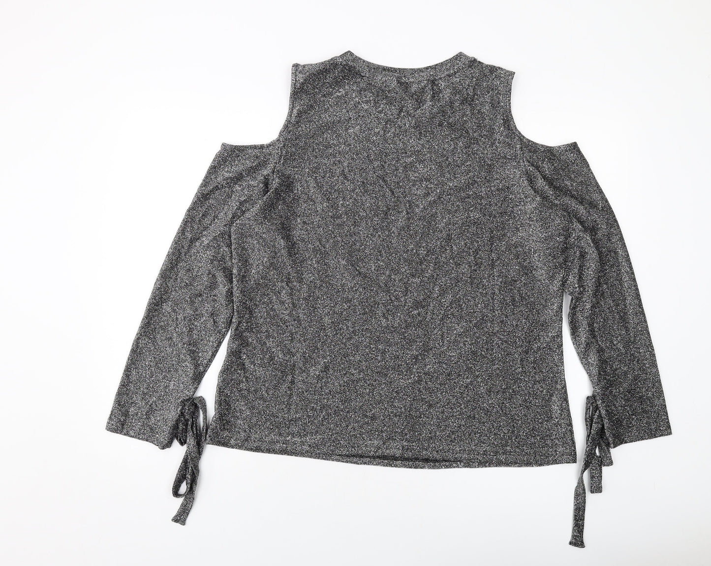 Dorothy Perkins Womens Silver Polyester Basic Blouse Size 18 Round Neck