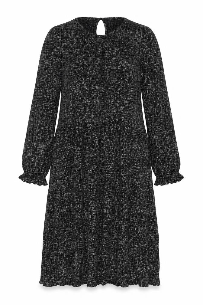 H&M Womens Black Geometric Viscose A-Line Size M Round Neck Button