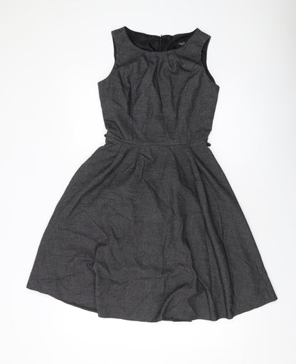 Next Womens Grey Polyester A-Line Size 6 Round Neck Zip
