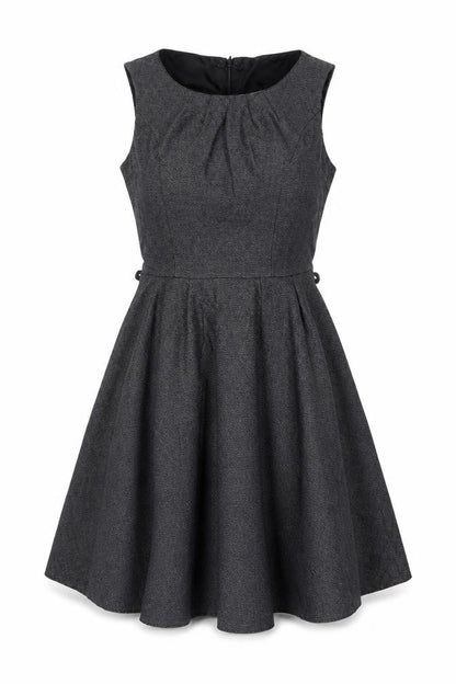 Next Womens Grey Polyester A-Line Size 6 Round Neck Zip