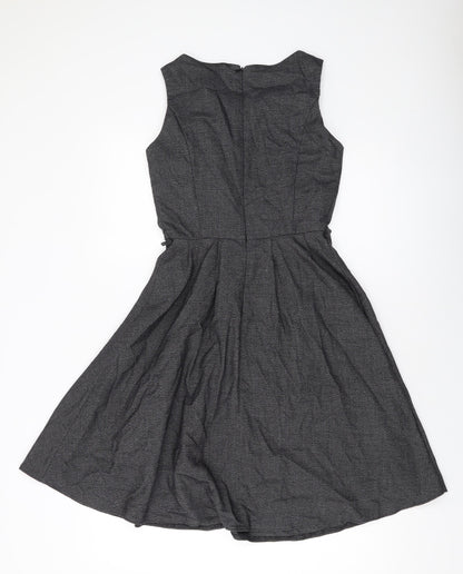 Next Womens Grey Polyester A-Line Size 6 Round Neck Zip