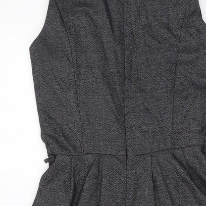 Next Womens Grey Polyester A-Line Size 6 Round Neck Zip