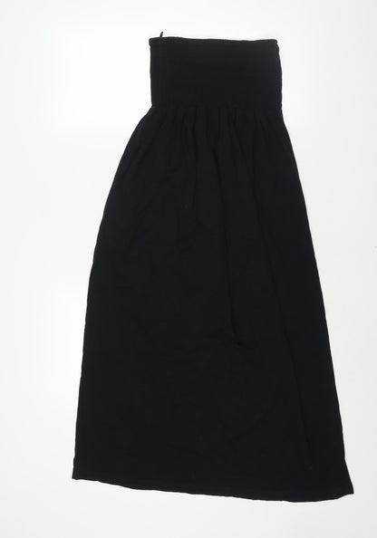 Next Womens Black Viscose Shift Size 12 Square Neck Pullover - Rouched Bodice