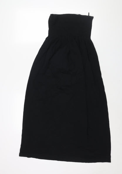 Next Womens Black Viscose Shift Size 12 Square Neck Pullover - Rouched Bodice