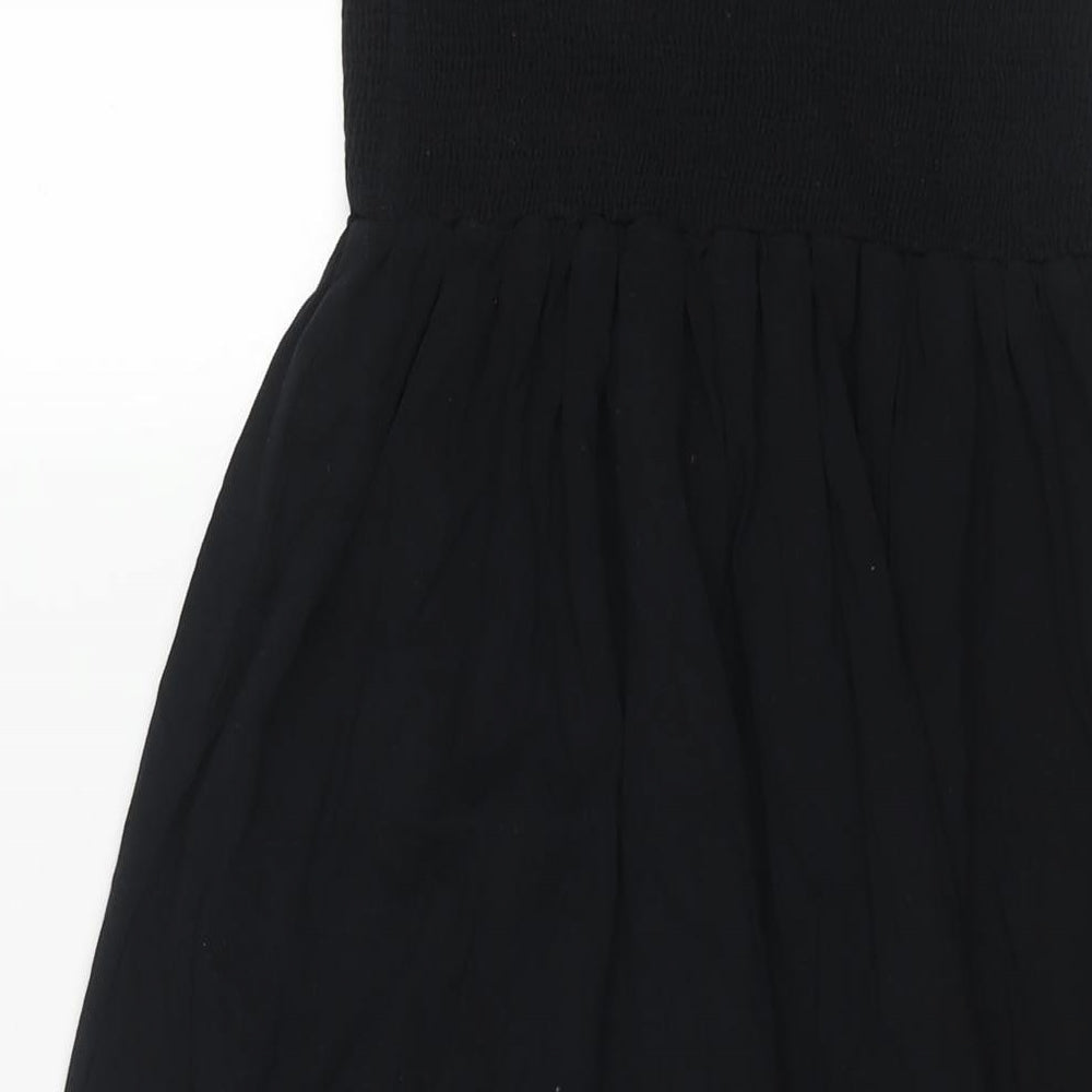 NEXT Womens Black Viscose Shift Size 12 Square Neck Pullover - Rouched Bodice