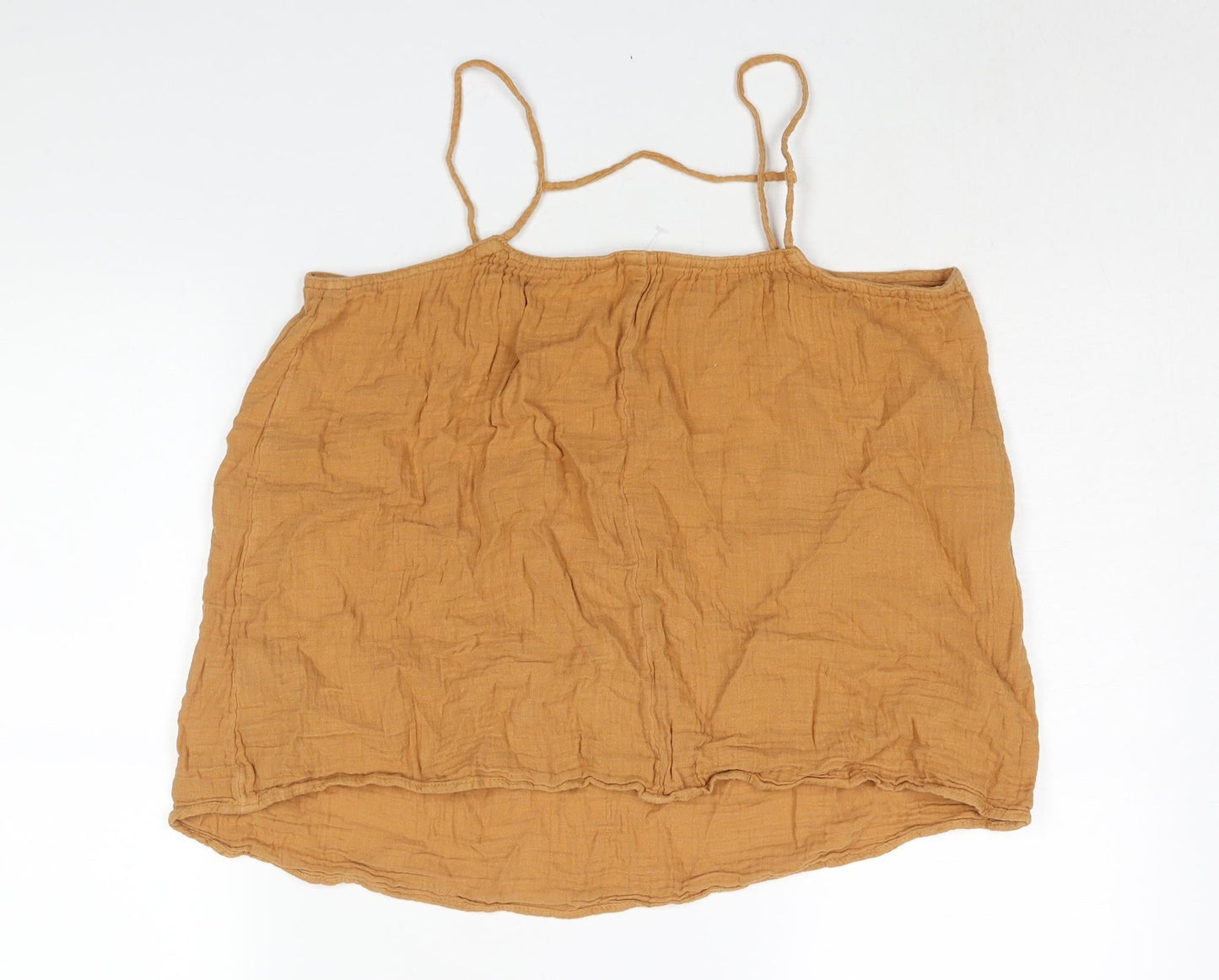 H&M Womens Orange Cotton Camisole Blouse Size S Scoop Neck