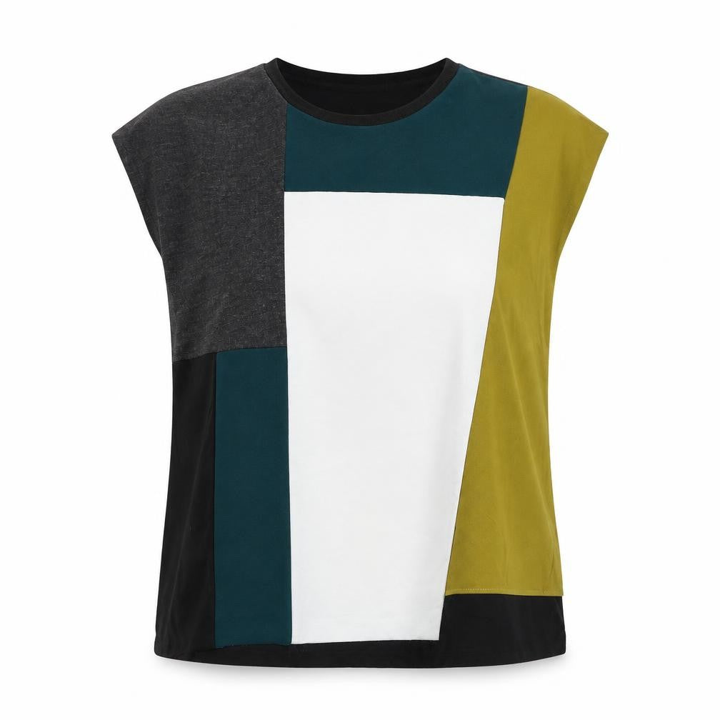Zara Womens Multicoloured Colourblock Polyester Basic Blouse Size L Round Neck