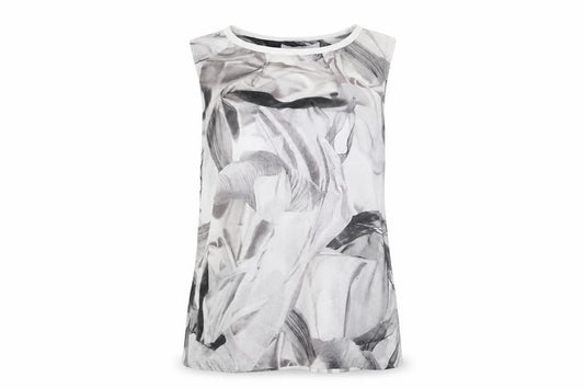 NEXT Womens Grey Geometric Polyester Camisole Blouse Size 10 Round Neck