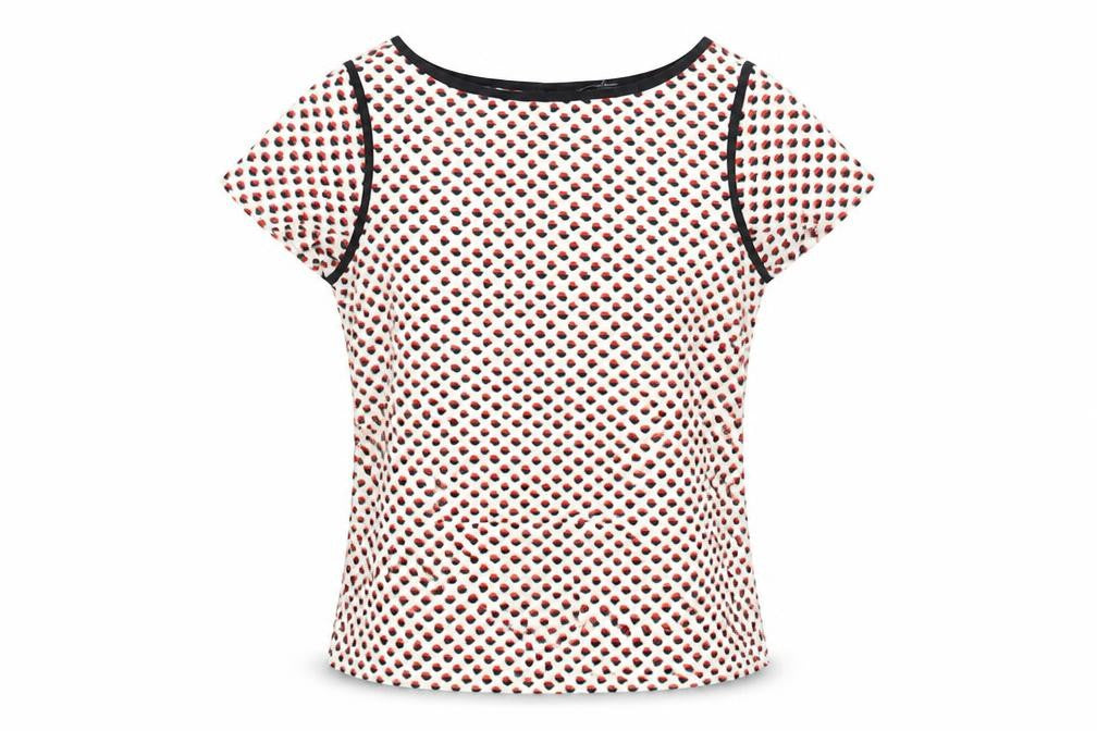 Therapy Womens Multicoloured Geometric Polyester Basic Blouse Size 8 Boat Neck