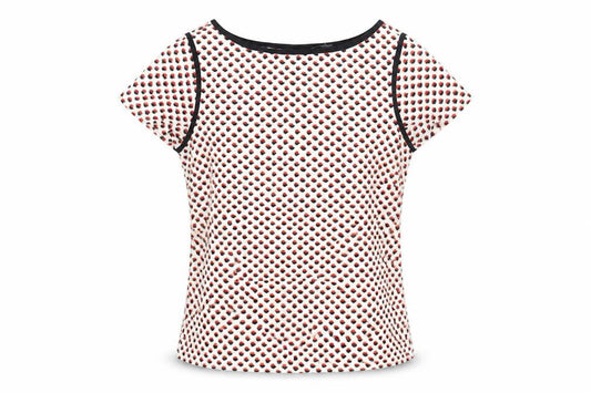 Therapy Womens Multicoloured Geometric Polyester Basic Blouse Size 8 Boat Neck