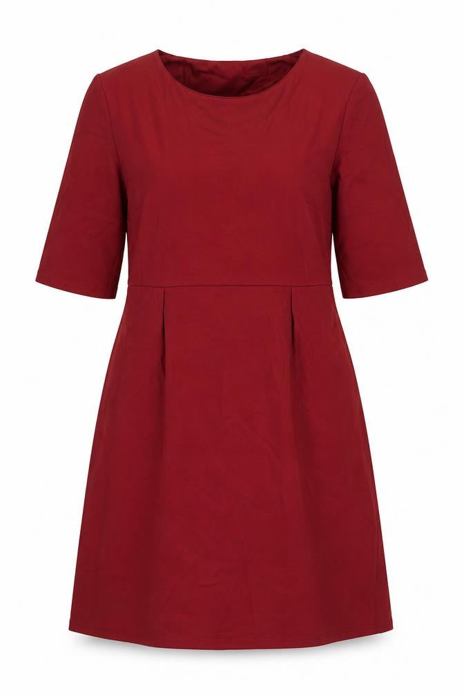 Stylist Pick Womens Red Viscose A-Line Size 12 Round Neck Pullover - Belted