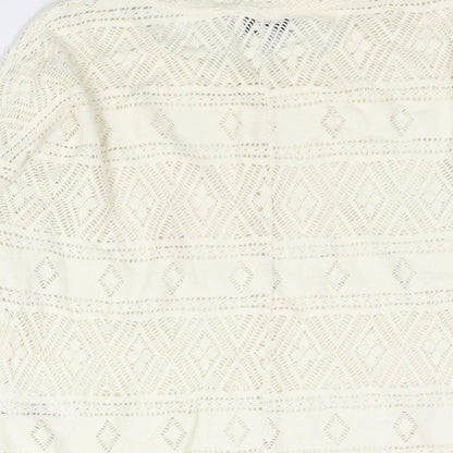 Next Womens Ivory Cotton Basic Blouse Size 10 Round Neck