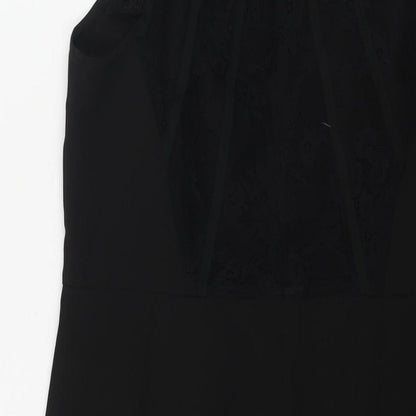 La Redoute Womens Black Polyester Shift Size 12 Round Neck Zip - Lace Back