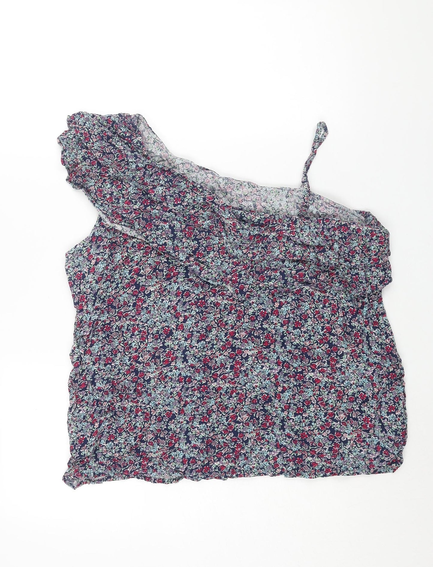Dorothy Perkins Womens Multicoloured Floral Viscose Basic Blouse Size 16 One Shoulder - Frill