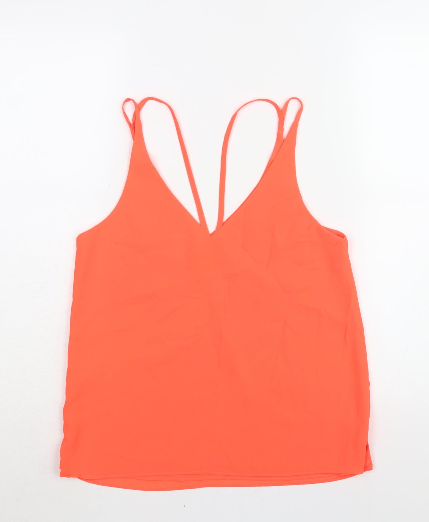 Topshop Womens Pink Polyester Camisole Blouse Size 8 V-Neck - Neon
