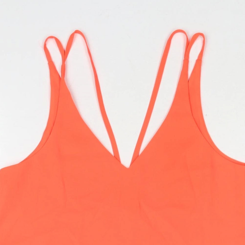 Topshop Womens Pink Polyester Camisole Blouse Size 8 V-Neck - Neon