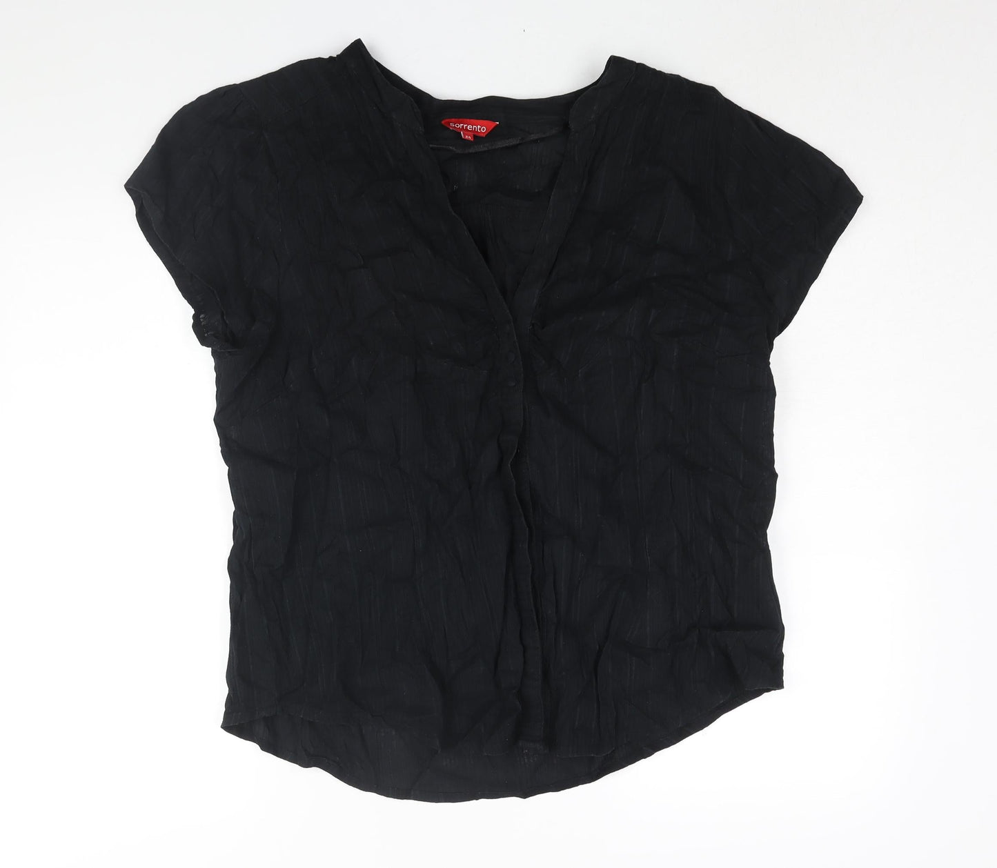 Sorrento Womens Black Cotton Basic Blouse Size 24 V-Neck