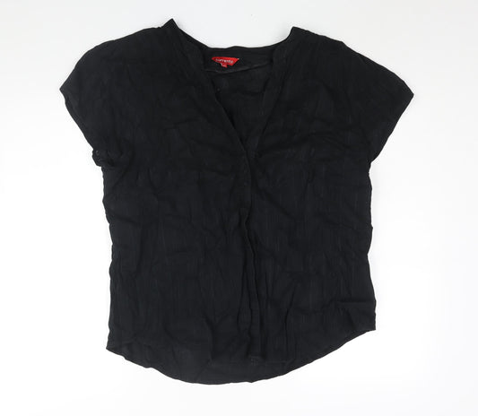 Sorrento Womens Black Cotton Basic Blouse Size 24 V-Neck